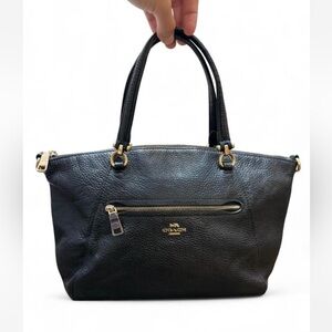 Coach Black Prairie Leather Bag with Gold Accents